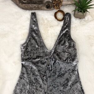 Rolla Coster Silver Gray Crushed Velvet Jumpsuit Size Small